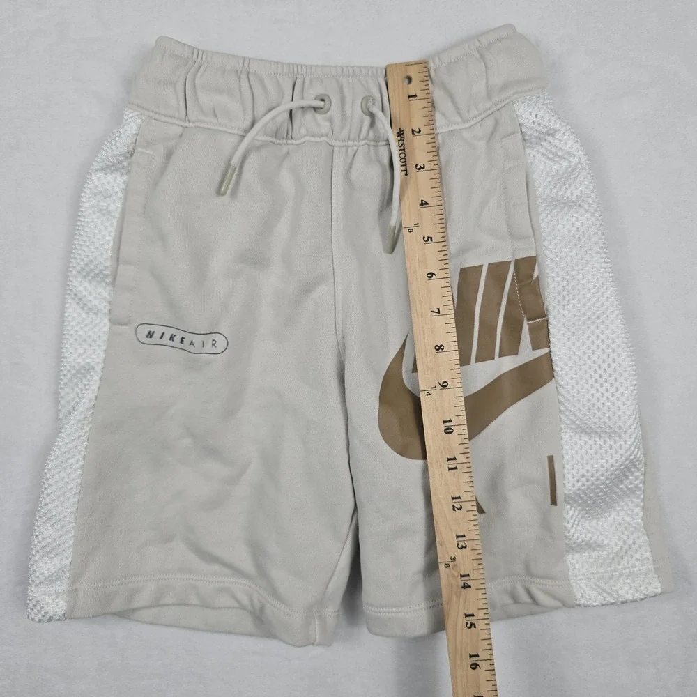 Nike Air Boys French Terry Mesh Panel Athletic Shorts Grey Khaki Medium